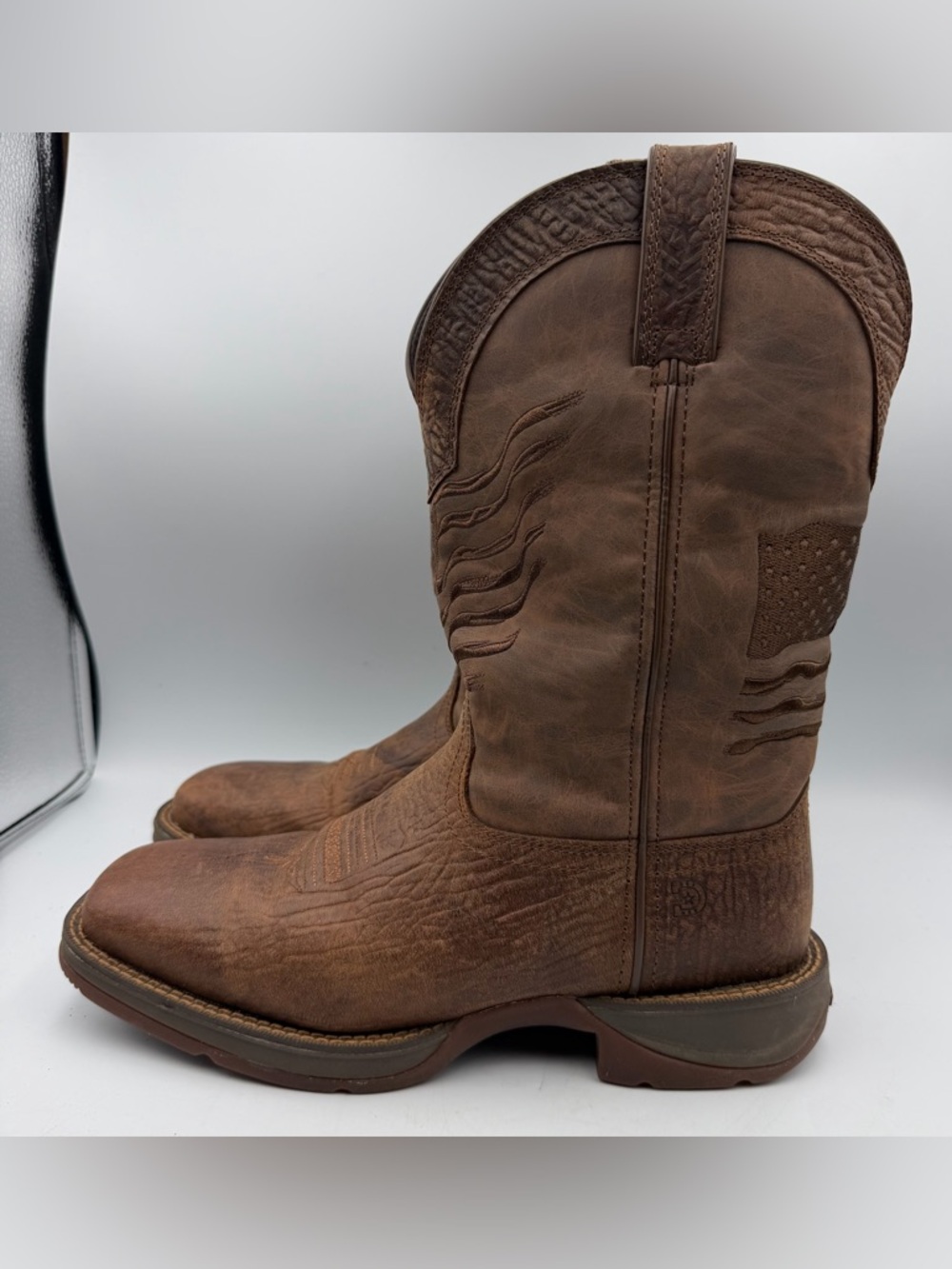 Durango Brown Leather Embossed Pull-On Boots